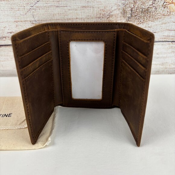 Stay Fine Trifold Wallet Leather Brown Men's - Picture 2 of 9